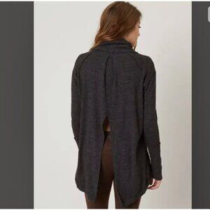 We The Free People Size S Gray Split Back Cowl Neck Tunic Top